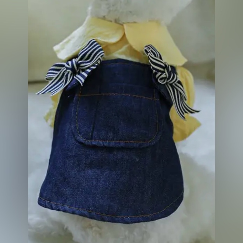 NWT Adorable PetCircle Yellow & Denim Dress Shirt With Snap Buttons